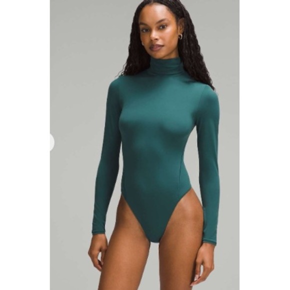 Lululemon Wundermost Ultra-Soft Nulu Bodysuit Long Sleeve Turtleneck Teal XL - Picture 1 of 8